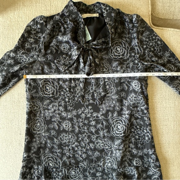 Loft Women’s Etched Floral Bow Flounce Dress Black/white Size MP NWT $89.95 - Picture 8 of 9
